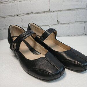 JOSEF SEIBEL CARA BLOCK HEEL MARY JANES BLACK LEATHER EURO SIZE 40 (US SIZE 9.5)